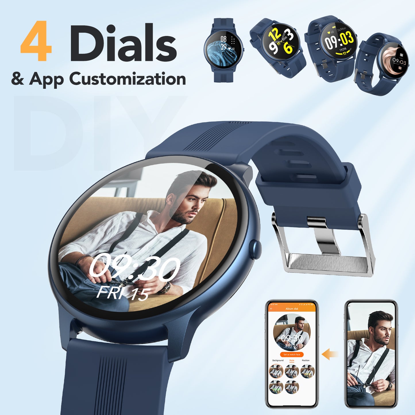 Smartwatch idealStore Xtreme11, Prognoza Meteo, Preluare Apeluri, Notificari prin Vibrare, Functii monitorizare Sanatate, 8 moduri Sport, Bluetooth, Ecran Curbat, Impermeabil IP68, Compatibil IOS si Android, culoare Albastru