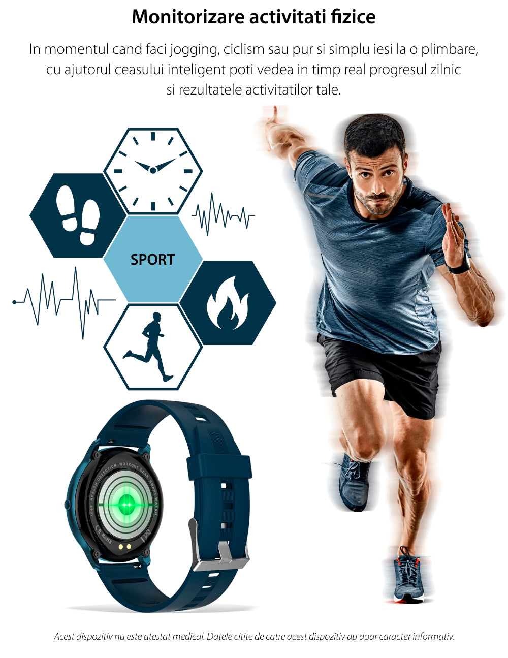 Smartwatch idealStore Xtreme11, Prognoza Meteo, Preluare Apeluri, Notificari prin Vibrare, Functii monitorizare Sanatate, 8 moduri Sport, Bluetooth, Ecran Curbat, Impermeabil IP68, Compatibil IOS si Android, culoare Albastru