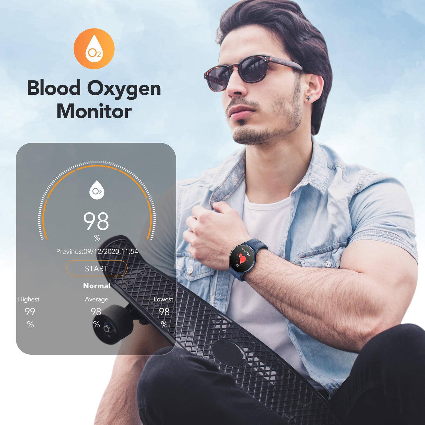 Smartwatch idealStore Xtreme11, Prognoza Meteo, Preluare Apeluri, Notificari prin Vibrare, Functii monitorizare Sanatate, 8 moduri Sport, Bluetooth, Ecran Curbat, Impermeabil IP68, Compatibil IOS si Android, culoare Negru