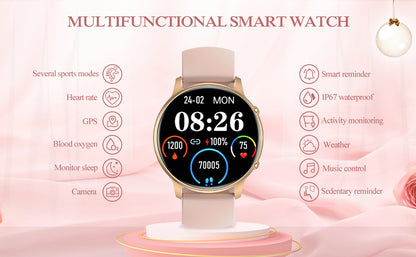 Ceas Smartwatch LifeX Collection IdealStore, Ecran Tactil 1.28 inch, Notificari Apeluri, Mesaje si Retele Sociale, Monitorizare Somn, Tensiune arteriala, Multi-Sport, Pedometru, IP67, Alarma, Android-IOS, Long Battery, Gold Edition