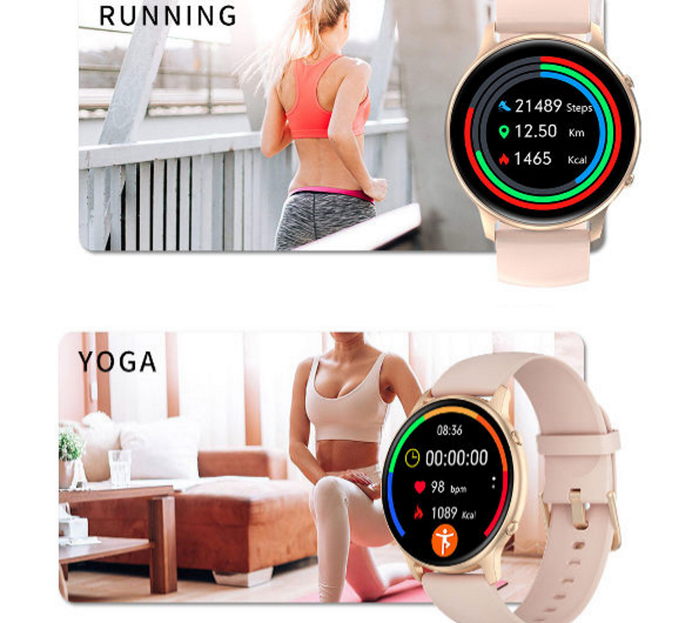 Smartwatch si Bratara de Fitness idealStore SlimeSport36, MultiSport, Obiectiv Pasi, Ritm Cardiac, Calorii Arse, Analiza Somnului, Notificari, Roz