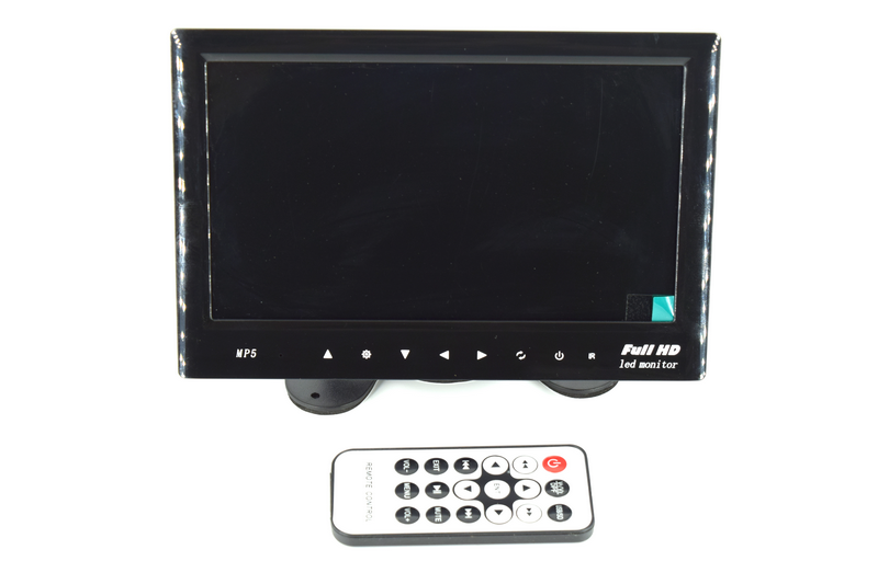 Monitor cu MP5 player si modulator FM,7 inch FULL HD, USB, MICRO SD, Intrare camera mers inapoi, Telecomanda