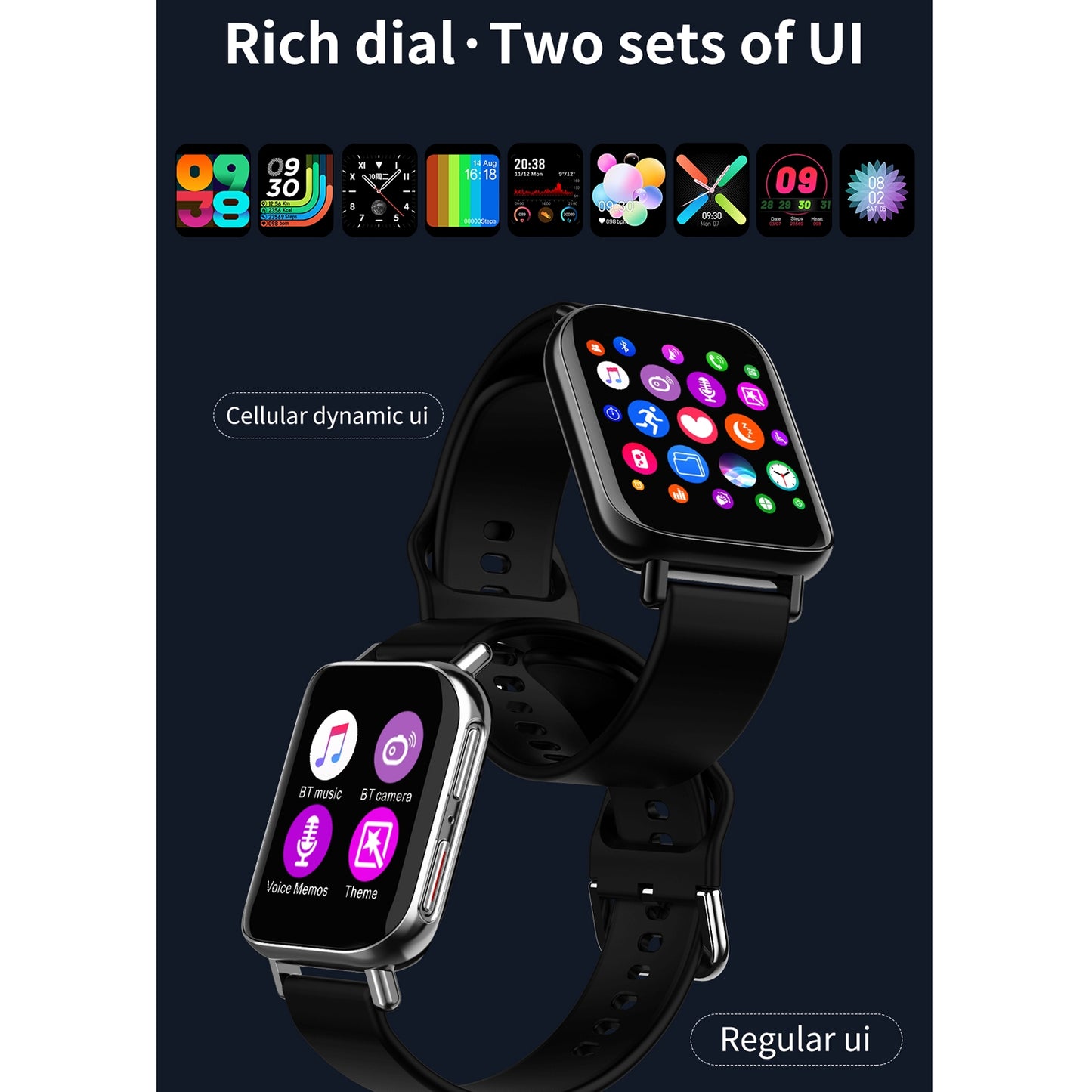 Ceas SmartWatch Uniq96 idealStore, Ecran TFT 1.54 inch, Rezistent la Apa IP67, Functie Apel Primit, Monitor de Somn, Monitor Ritm Cardiac, Tesiunea Arteriala, Tracker Fitness, Compatibil iOS si Android, Negru