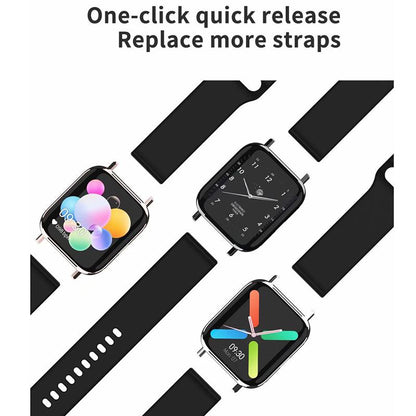 Ceas SmartWatch Uniq96 idealStore, Ecran TFT 1.54 inch, Rezistent la Apa IP67, Functie Apel Primit, Monitor de Somn, Monitor Ritm Cardiac, Tesiunea Arteriala, Tracker Fitness, Compatibil iOS si Android, Negru Silicon