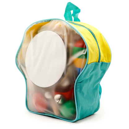 Set 10 instrumente muzicale idealSTORE, Juniorii Muzicieni, Dezvolta performantele sunetelor, Incurajeaza jocul de rol prin exersarea fiecarui instrument, Alaturi de rucsac pentru depozitare Cadou