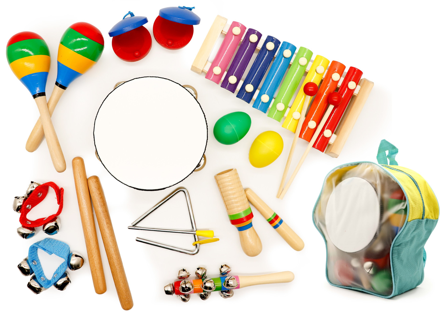 Set 10 instrumente muzicale idealSTORE, Juniorii Muzicieni, Dezvolta performantele sunetelor, Incurajeaza jocul de rol prin exersarea fiecarui instrument, Alaturi de rucsac pentru depozitare Cadou