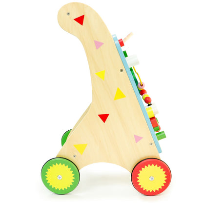 Premergator din lemn cu Centru de activitati idealSTORE ZOO Blue Familii, Dimensiuni 33 x 34.5 x 55.5 cm, Ajuta la mentinerea echilibrului, antreneaza abilitatile motorii, Dezvolta cunostinte