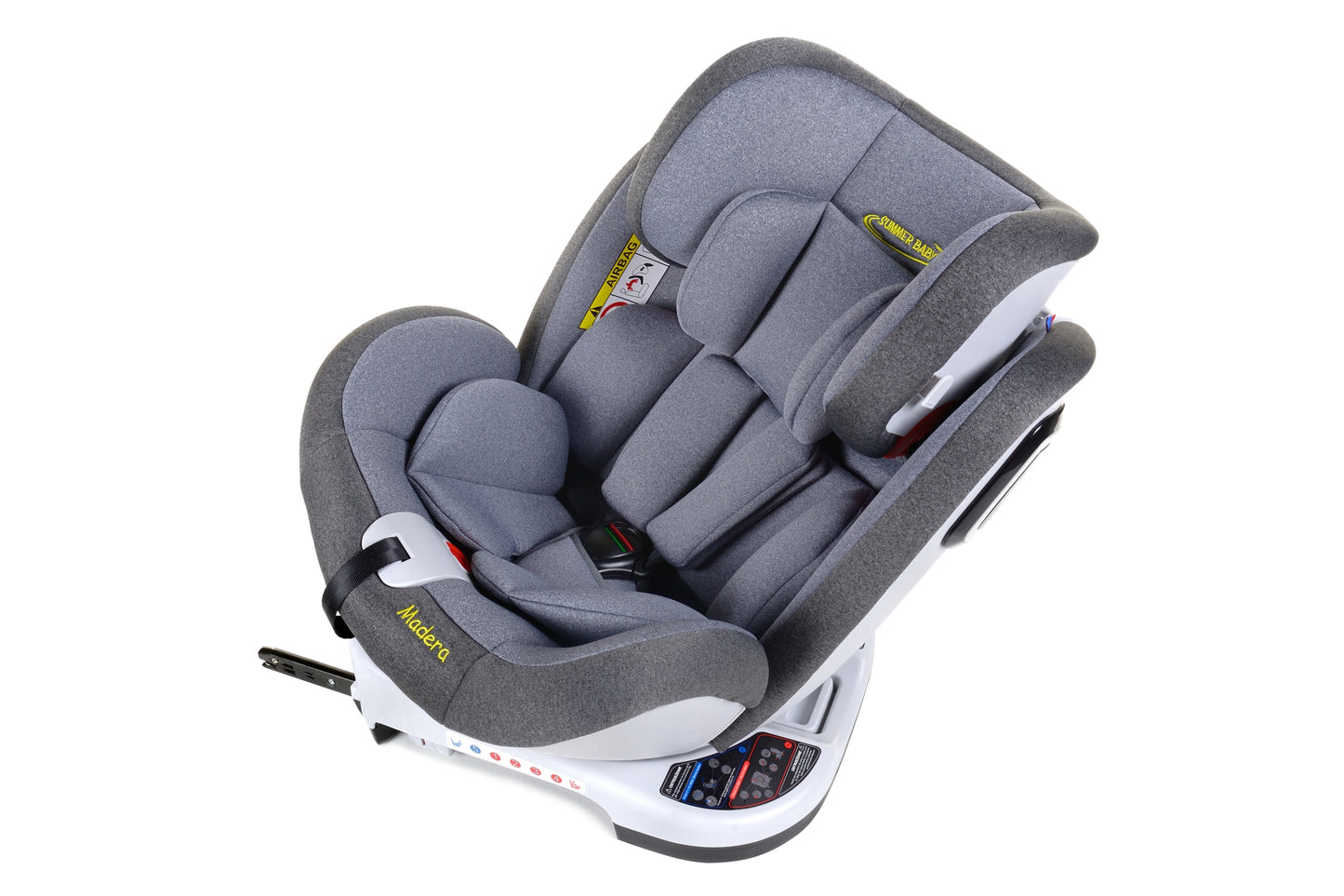 Scaun Auto Profesional Dedicat Pentru Copil, BABY JOLIE MADERA IDL Collection, 3 Grupe De Greutate Intre 0-36 Kg, Tehnologie ISOFIX, Centura TOP TETHER, Rotire 360 Grade cu Reglarea Pozitiei de Somn si a Inaltimii Tetierei, Gri