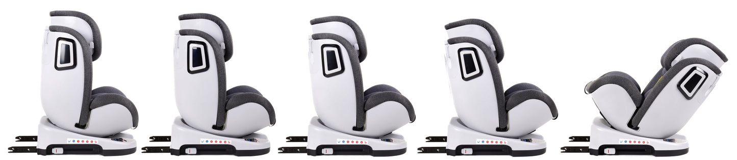 Scaun Auto Profesional Dedicat Pentru Copil, BABY JOLIE MADERA IDL Collection, 3 Grupe De Greutate Intre 0-36 Kg, Tehnologie ISOFIX, Centura TOP TETHER, Rotire 360 Grade cu Reglarea Pozitiei de Somn si a Inaltimii Tetierei, Gri