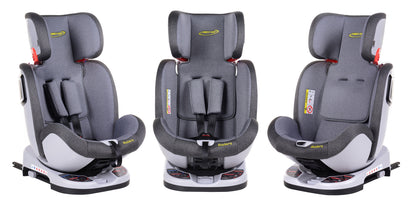 Scaun Auto Profesional Dedicat Pentru Copil, BABY JOLIE MADERA IDL Collection, 3 Grupe De Greutate Intre 0-36 Kg, Tehnologie ISOFIX, Centura TOP TETHER, Rotire 360 Grade cu Reglarea Pozitiei de Somn si a Inaltimii Tetierei, Gri