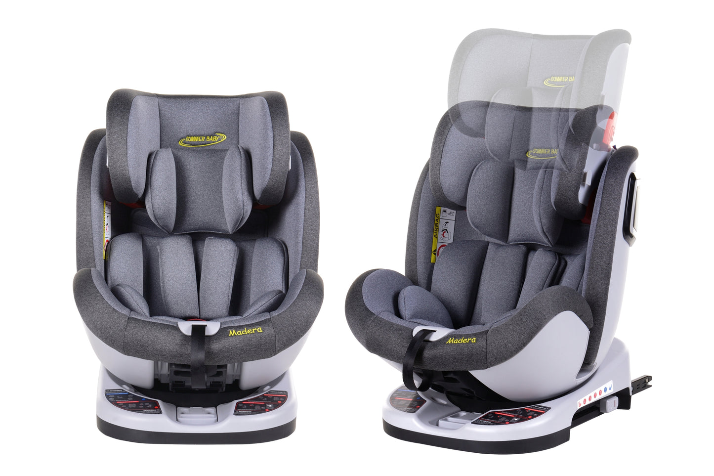 Scaun Auto Profesional Dedicat Pentru Copil, BABY JOLIE MADERA IDL Collection, 3 Grupe De Greutate Intre 0-36 Kg, Tehnologie ISOFIX, Centura TOP TETHER, Rotire 360 Grade cu Reglarea Pozitiei de Somn si a Inaltimii Tetierei, Gri