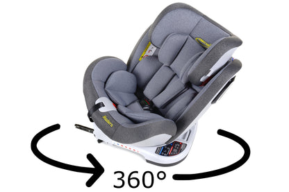 Scaun Auto Profesional Dedicat Pentru Copil, BABY JOLIE MADERA IDL Collection, 3 Grupe De Greutate Intre 0-36 Kg, Tehnologie ISOFIX, Centura TOP TETHER, Rotire 360 Grade cu Reglarea Pozitiei de Somn si a Inaltimii Tetierei, Gri