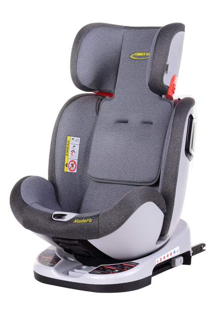 Scaun Auto Profesional Dedicat Pentru Copil, BABY JOLIE MADERA IDL Collection, 3 Grupe De Greutate Intre 0-36 Kg, Tehnologie ISOFIX, Centura TOP TETHER, Rotire 360 Grade cu Reglarea Pozitiei de Somn si a Inaltimii Tetierei, Gri