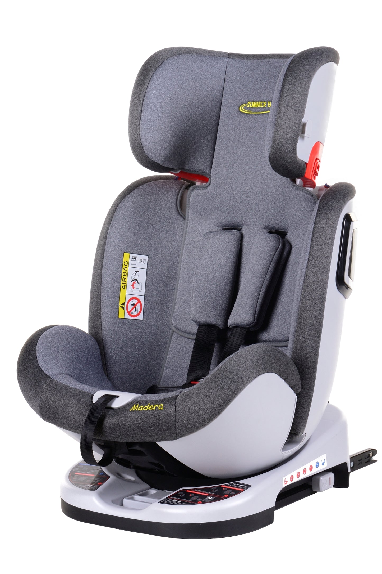 Scaun Auto Profesional Dedicat Pentru Copil, BABY JOLIE MADERA IDL Collection, 3 Grupe De Greutate Intre 0-36 Kg, Tehnologie ISOFIX, Centura TOP TETHER, Rotire 360 Grade cu Reglarea Pozitiei de Somn si a Inaltimii Tetierei, Gri