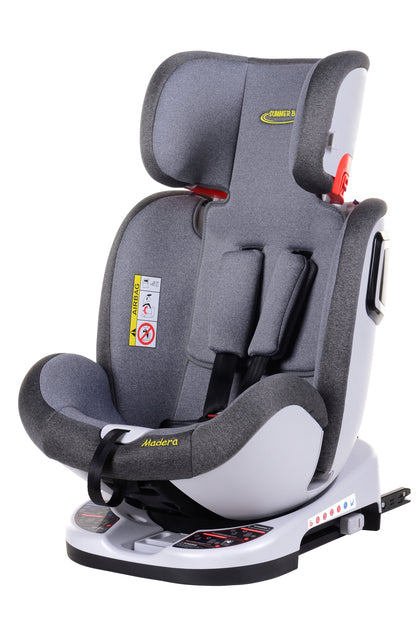 Scaun Auto Profesional Dedicat Pentru Copil, BABY JOLIE MADERA IDL Collection, 3 Grupe De Greutate Intre 0-36 Kg, Tehnologie ISOFIX, Centura TOP TETHER, Rotire 360 Grade cu Reglarea Pozitiei de Somn si a Inaltimii Tetierei, Gri
