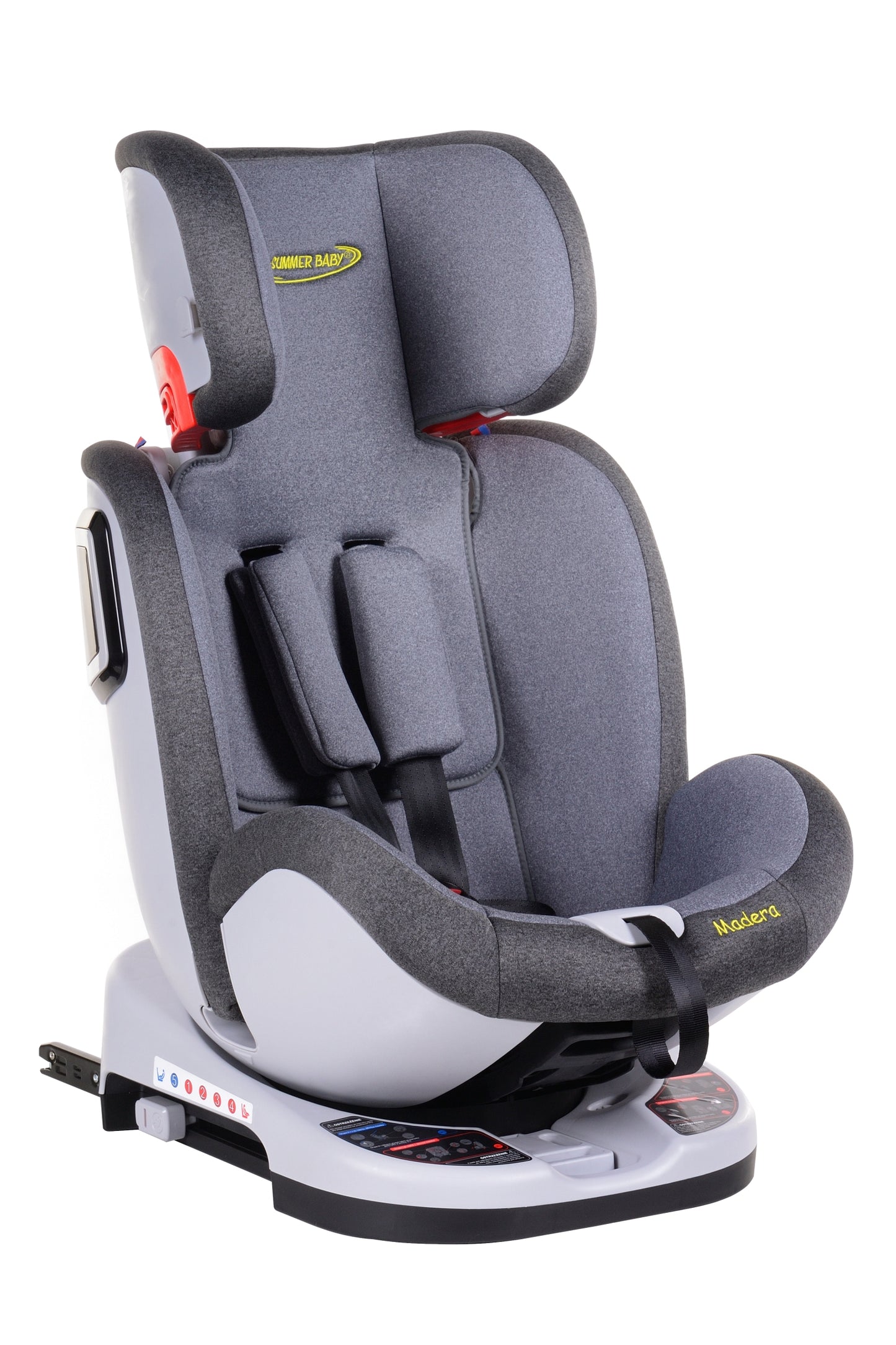 Scaun Auto Profesional Dedicat Pentru Copil, BABY JOLIE MADERA IDL Collection, 3 Grupe De Greutate Intre 0-36 Kg, Tehnologie ISOFIX, Centura TOP TETHER, Rotire 360 Grade cu Reglarea Pozitiei de Somn si a Inaltimii Tetierei, Gri