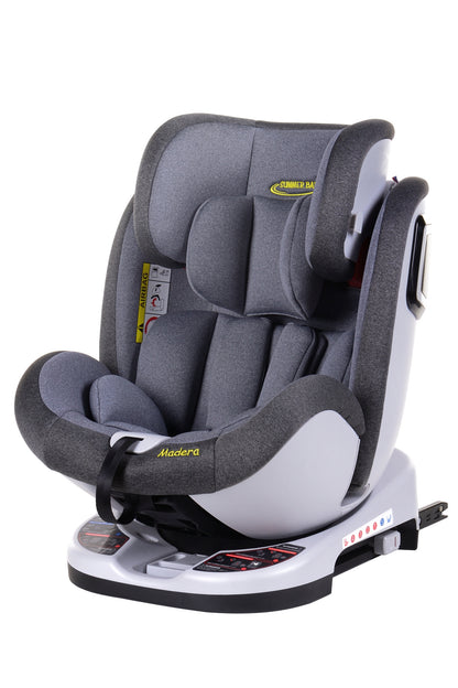 Scaun Auto Profesional Dedicat Pentru Copil, BABY JOLIE MADERA IDL Collection, 3 Grupe De Greutate Intre 0-36 Kg, Tehnologie ISOFIX, Centura TOP TETHER, Rotire 360 Grade cu Reglarea Pozitiei de Somn si a Inaltimii Tetierei, Gri