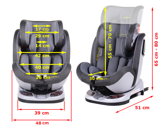 Scaun Auto Profesional Dedicat Pentru Copil, BABY JOLIE MADERA IDL Collection, 3 Grupe De Greutate Intre 0-36 Kg, Tehnologie ISOFIX, Centura TOP TETHER, Rotire 360 Grade cu Reglarea Pozitiei de Somn si a Inaltimii Tetierei, Gri