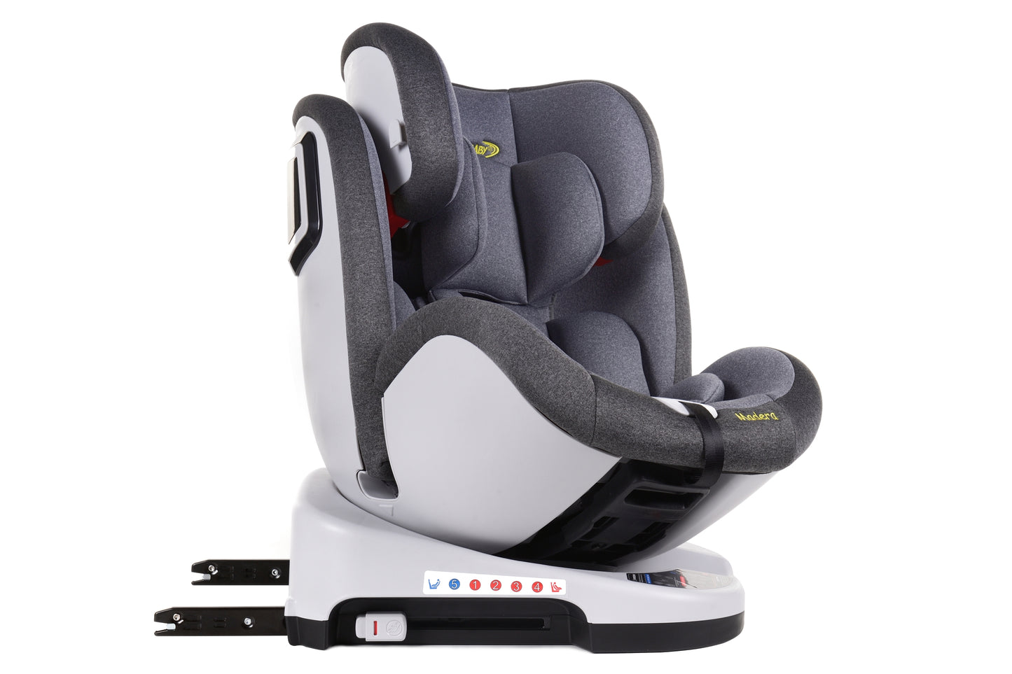 Scaun Auto Profesional Dedicat Pentru Copil, BABY JOLIE MADERA IDL Collection, 3 Grupe De Greutate Intre 0-36 Kg, Tehnologie ISOFIX, Centura TOP TETHER, Rotire 360 Grade cu Reglarea Pozitiei de Somn si a Inaltimii Tetierei, Gri