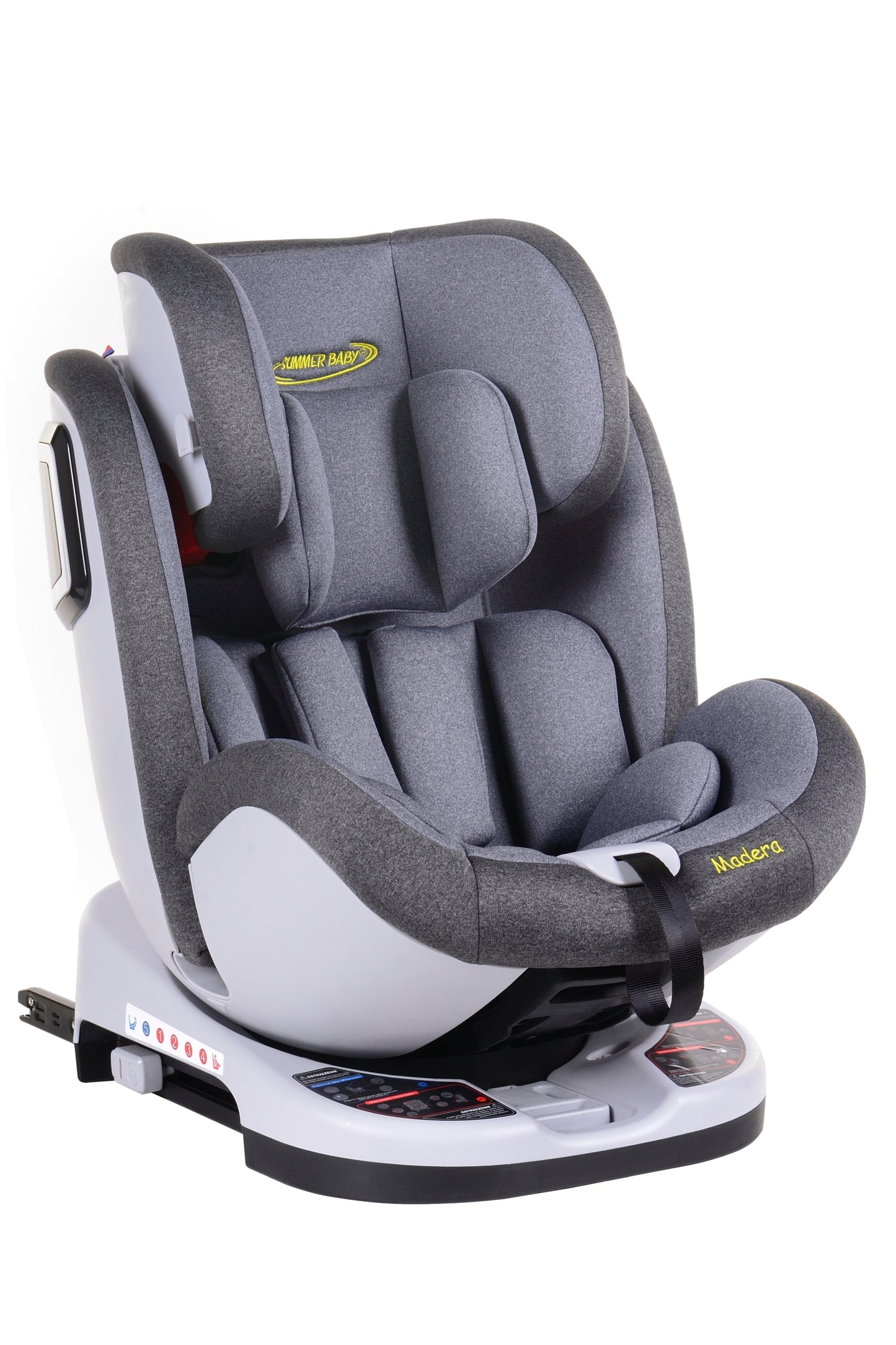 Scaun Auto Profesional Dedicat Pentru Copil, BABY JOLIE MADERA IDL Collection, 3 Grupe De Greutate Intre 0-36 Kg, Tehnologie ISOFIX, Centura TOP TETHER, Rotire 360 Grade cu Reglarea Pozitiei de Somn si a Inaltimii Tetierei, Gri