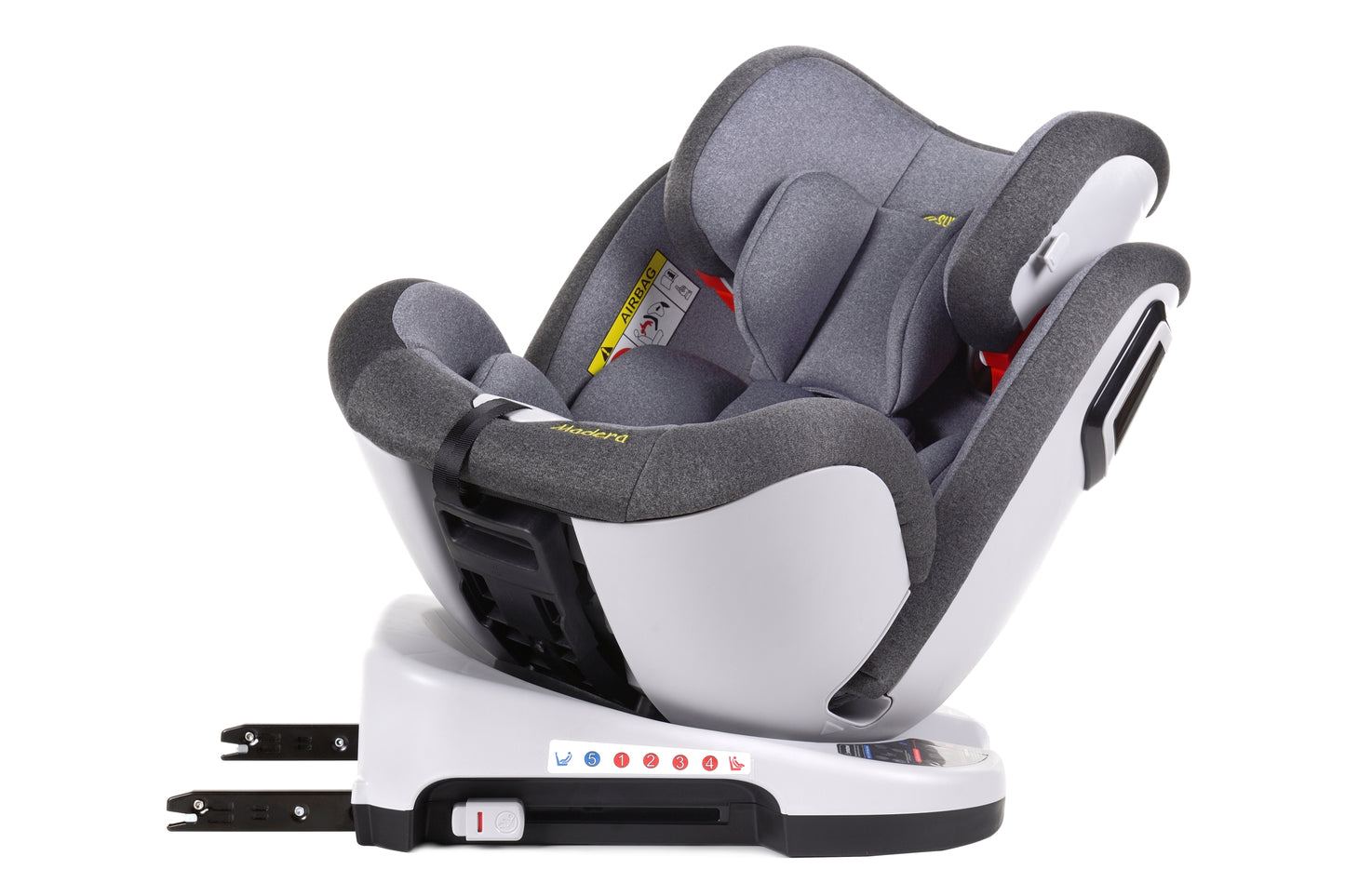 Scaun Auto Profesional Dedicat Pentru Copil, BABY JOLIE MADERA IDL Collection, 3 Grupe De Greutate Intre 0-36 Kg, Tehnologie ISOFIX, Centura TOP TETHER, Rotire 360 Grade cu Reglarea Pozitiei de Somn si a Inaltimii Tetierei, Gri