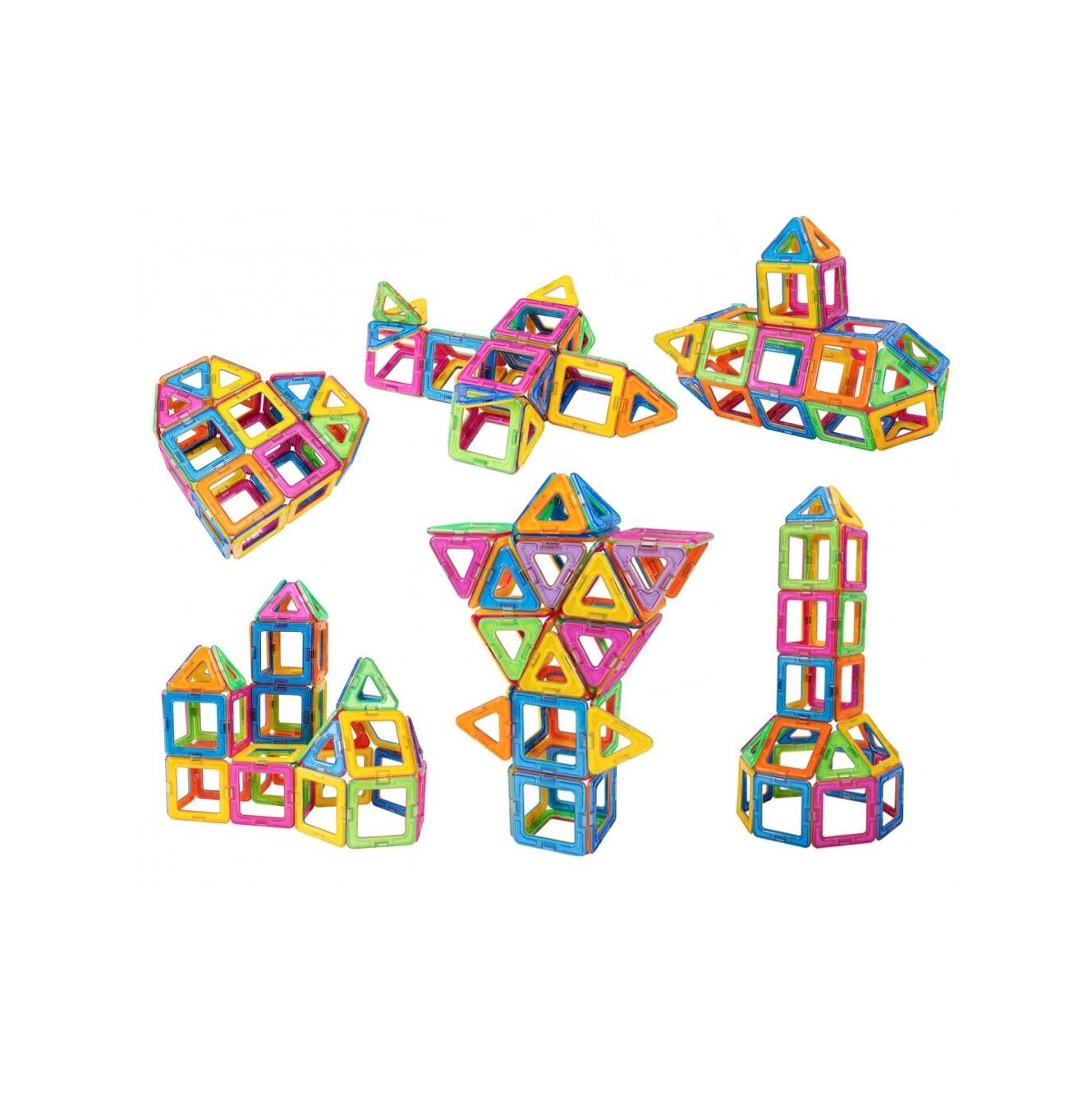 Set Inteligent de constructie MAGNETIC CONSTRUCTION idealSTORE, Include 105 de piese Multicolore, Posibilitatea de forme nelimitate, Educativ-Creativ, Magneti Neodim, Dezvolta abilitati motrice