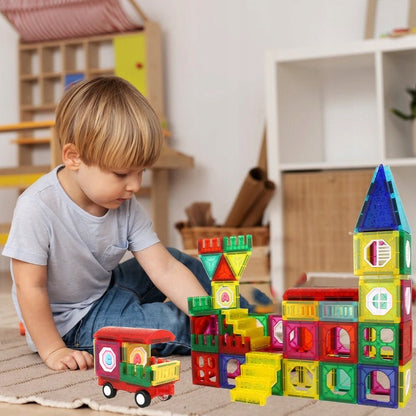 Set Inteligent de Constructie Intellectual Magnets 3D idealSTORE Include 109 de Elemente Magnetice Multicolore, Sasiu Pentru Vehicul, Posibilitatea de a Creea Diferite Forme, Educativ- Creativ, Magneti Neodim