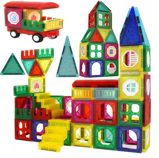 Set Inteligent de Constructie Intellectual Magnets 3D idealSTORE Include 109 de Elemente Magnetice Multicolore, Sasiu Pentru Vehicul, Posibilitatea de a Creea Diferite Forme, Educativ- Creativ, Magneti Neodim