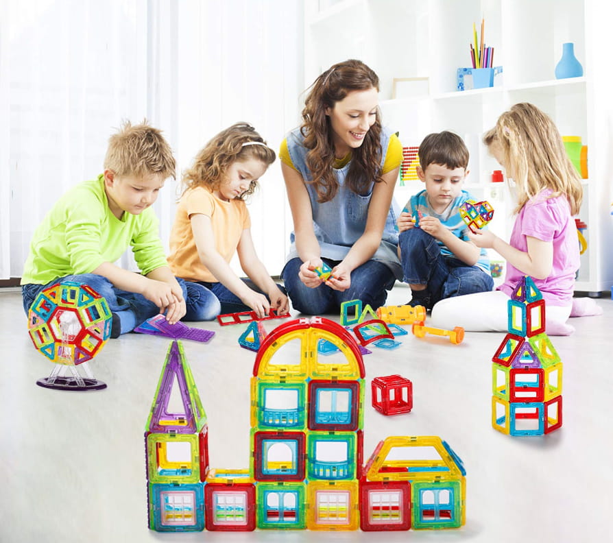 Set Inteligent de Constructie Mini Magical Magnet idealSTORE Include 157 de Piese Magnetice Multicolore, Modele si Forme Nelimitate de Construit, Educativ- Creativ, Maganeti Neodim, Incurajeaza Gandirea Creativa