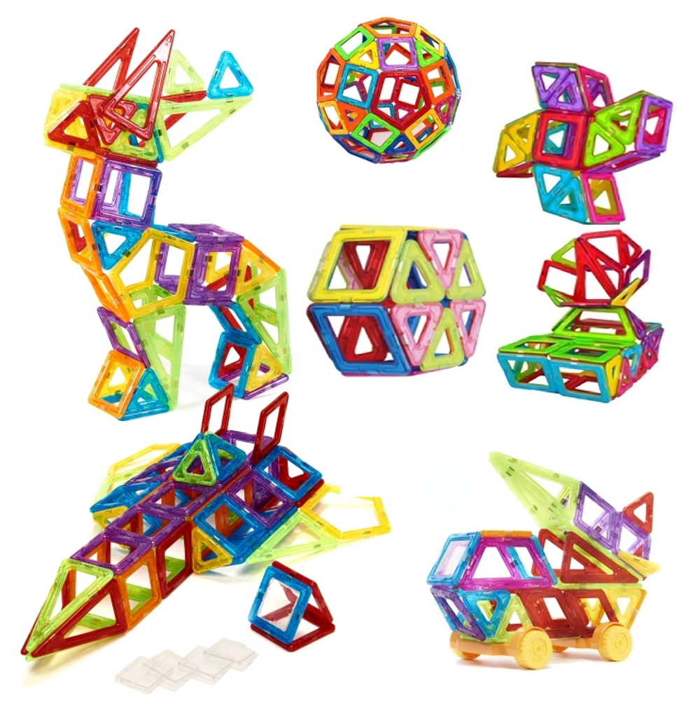 Set Inteligent de Constructie Mini Magical Magnet idealSTORE Include 157 de Piese Magnetice Multicolore, Modele si Forme Nelimitate de Construit, Educativ- Creativ, Maganeti Neodim, Incurajeaza Gandirea Creativa