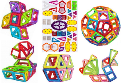Set Inteligent de Constructie Mini Magical Magnet idealSTORE Include 157 de Piese Magnetice Multicolore, Modele si Forme Nelimitate de Construit, Educativ- Creativ, Maganeti Neodim, Incurajeaza Gandirea Creativa