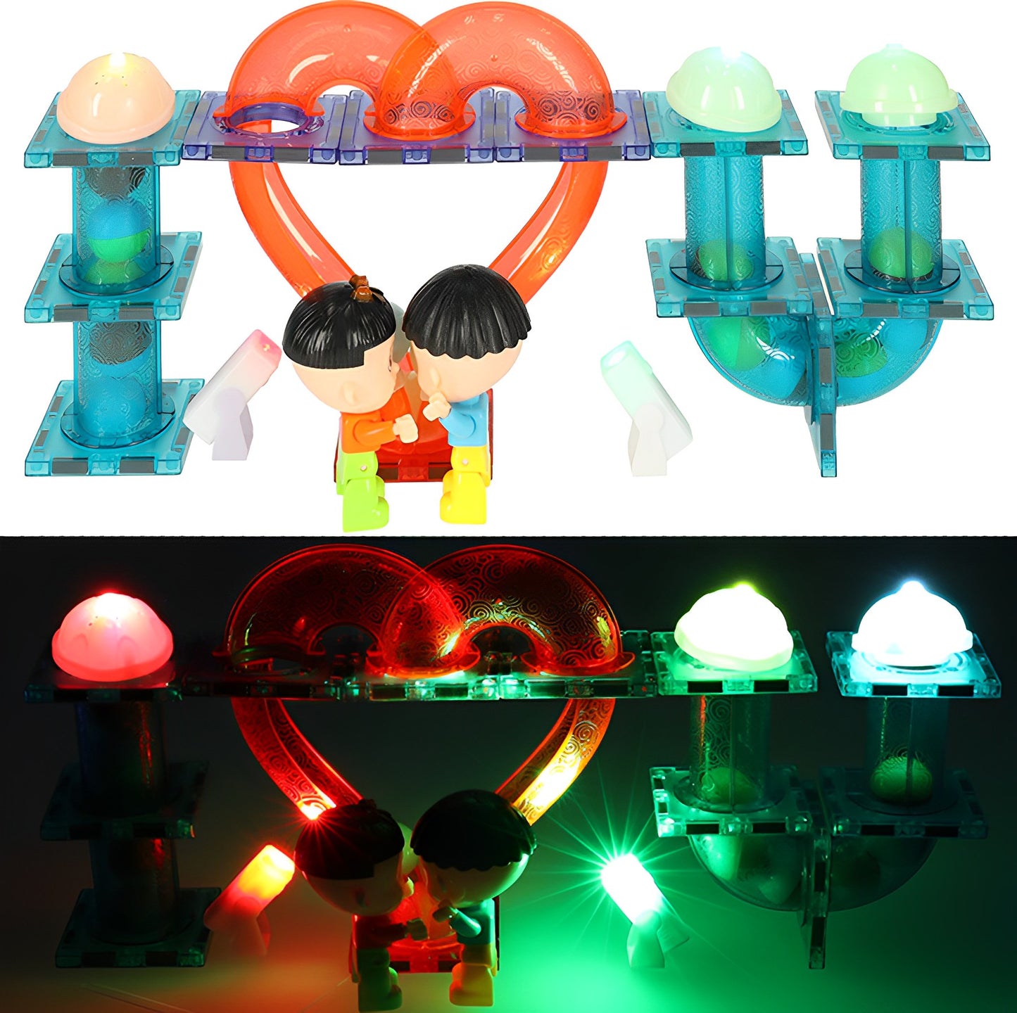Set de constructie Magnetic Light 3D IdealStore, Contine 201 piese magnetice luminoase, Stimuleaza Imaginatia si Creativitatea, Distractie garantata in familie, Magneti Neodim, Multicolor