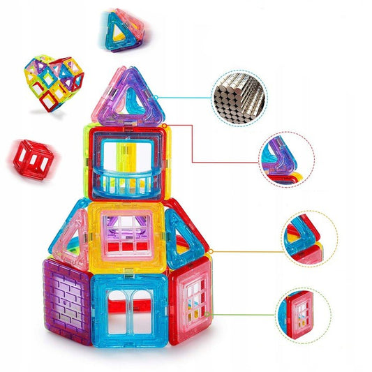 Set Inteligent de constructie IdealStore 3D Magnetic Fun, 44 de Piese Multicolore, Educativ- Creativ, Stimularea gandirea