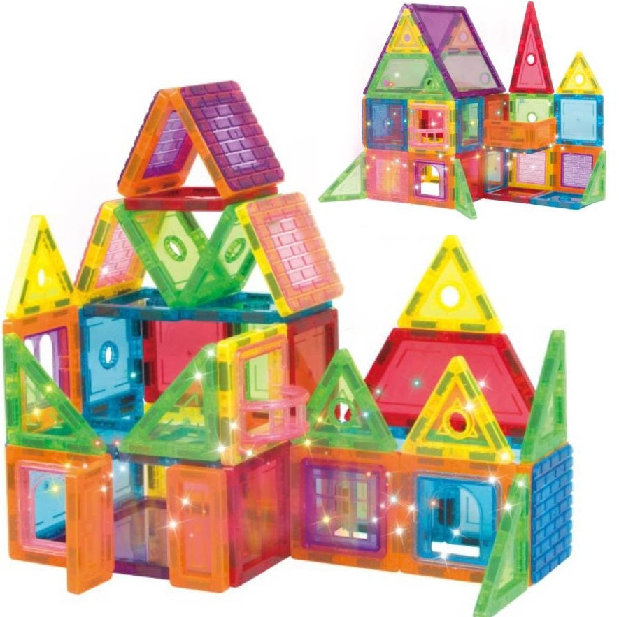 Set Inteligent de constructie IdealStore 3D Magnetic Fun, 44 de Piese Multicolore, Educativ- Creativ, Stimularea gandirea