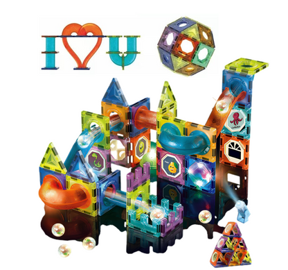 Set Inteligent de Constructie Magnetic cu Lumina idealStore Strong Magnets, Include 75 elemente Multicolore, Efect de Stralucire in Intuneric, Magneti Puternici din Neodim, Dezvolta Abilitati Manuale, Imaginatia Spatiala