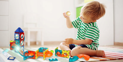 Set Inteligent de Constructie Magnetic cu Lumina idealStore Strong Magnets, Include 75 elemente Multicolore, Efect de Stralucire in Intuneric, Magneti Puternici din Neodim, Dezvolta Abilitati Manuale, Imaginatia Spatiala