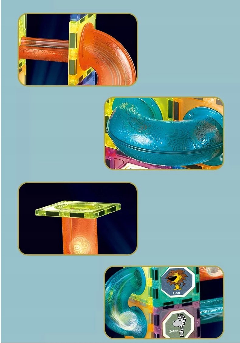 Set Inteligent de Constructie Magnetic cu Lumina idealStore Strong Magnets, Include 75 elemente Multicolore, Efect de Stralucire in Intuneric, Magneti Puternici din Neodim, Dezvolta Abilitati Manuale, Imaginatia Spatiala