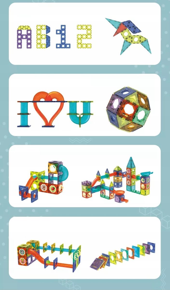 Set Inteligent de Constructie Magnetic cu Lumina idealStore Strong Magnets, Include 75 elemente Multicolore, Efect de Stralucire in Intuneric, Magneti Puternici din Neodim, Dezvolta Abilitati Manuale, Imaginatia Spatiala