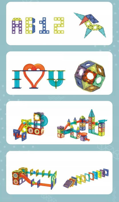 Set Inteligent de Constructie Magnetic cu Lumina idealStore Strong Magnets, Include 75 elemente Multicolore, Efect de Stralucire in Intuneric, Magneti Puternici din Neodim, Dezvolta Abilitati Manuale, Imaginatia Spatiala