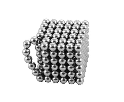 Puzzle Magnetic SILVER CUBE, 216 Sfere cu Diametru de 5mm, Sprijina dezvoltarea inovatiei si ofera ore de distractie mentala, Silver