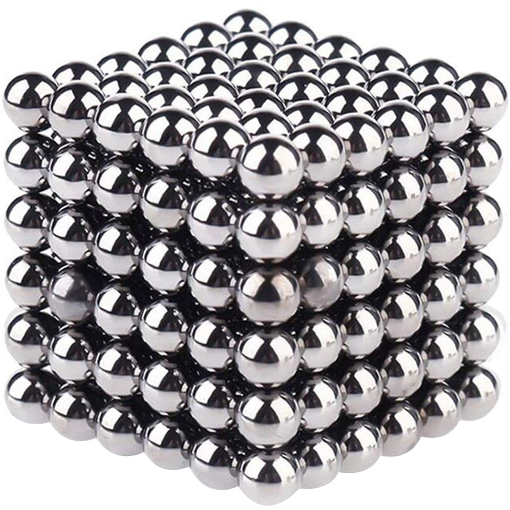 Puzzle Magnetic SILVER CUBE, 216 Sfere cu Diametru de 5mm, Sprijina dezvoltarea inovatiei si ofera ore de distractie mentala, Silver