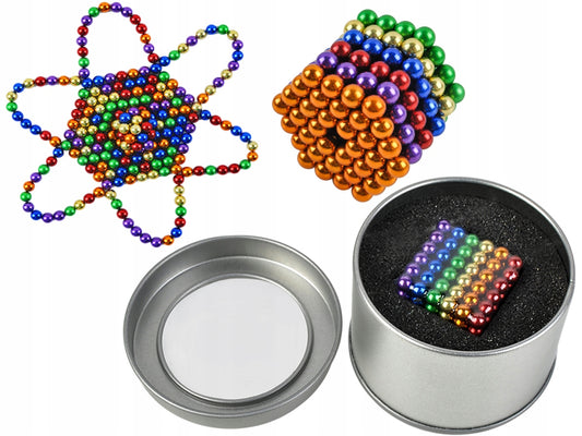 Puzzle Magnetic SILVER CUBE, 216 Sfere cu Diametru de 5mm, Sprijina dezvoltarea inovatiei si ofera ore de distractie mentala, Multicolor