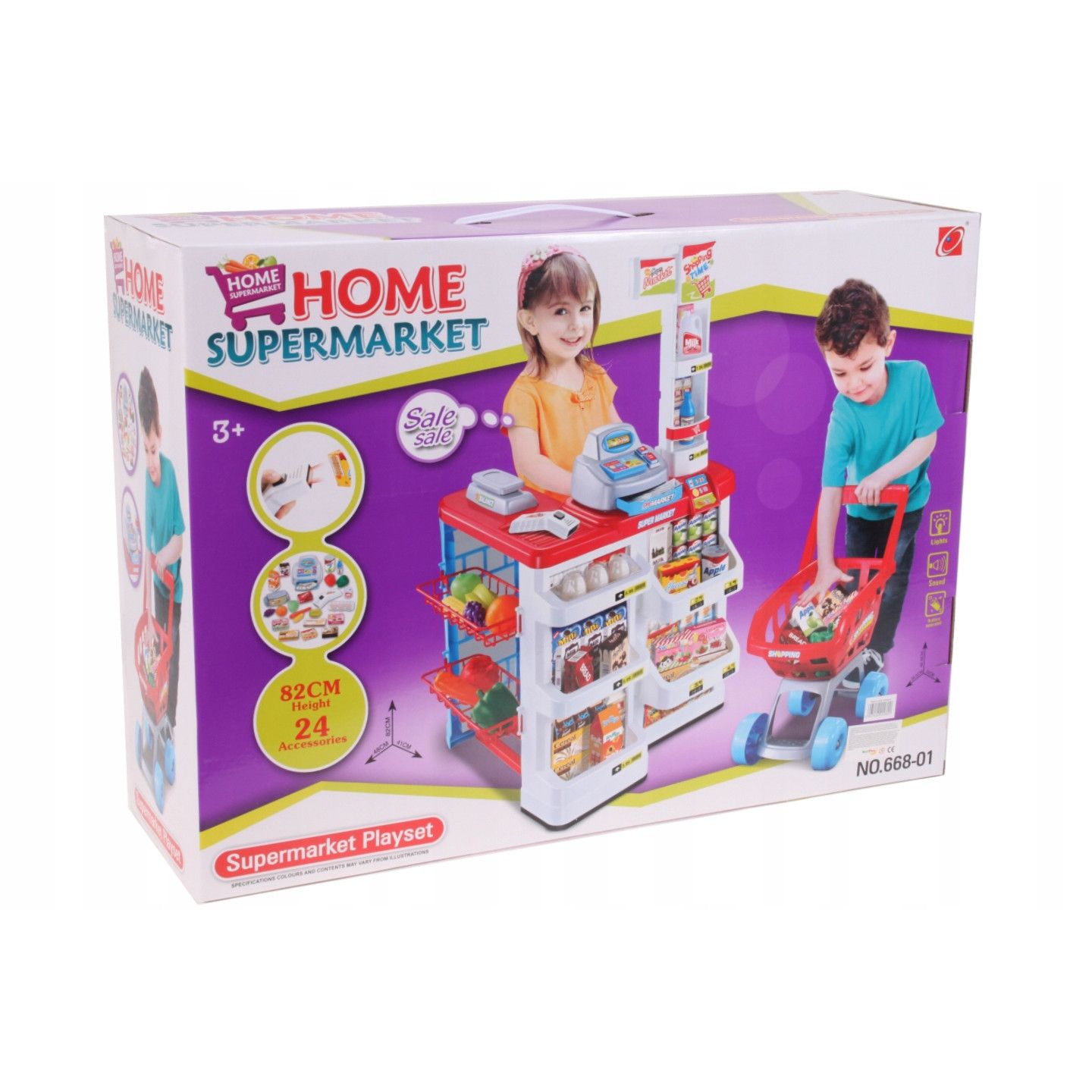 Supermarket joaca Copii cu carucior de cumparaturi idealSTORE SPEDDY MARKET, Inaltime 82 cm, Echipat cu multitudine de accesorii simbolice ce garanteaza distractia celor mici