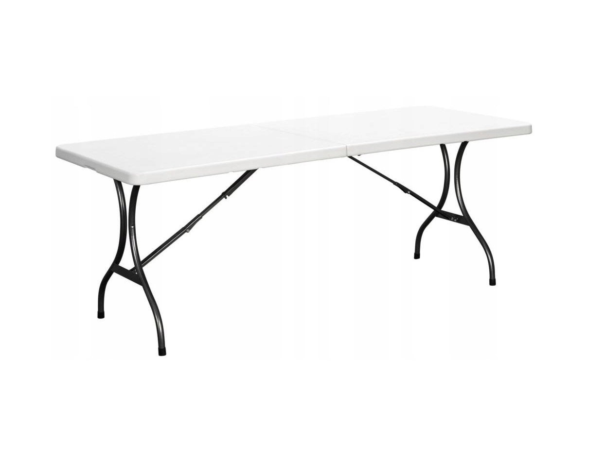 Masa Pliabila Tip VALIZA IDL, WHITE DELUXE-Colectie 2019, Dimensiuni: 240 x 74 x 70 cm, Constructie din OTEL, acoperita cu pulbere, cu Bloc Stabilizator, Ideala pentru interior/exterior, Posibilitatea de pliere rapida a mesei intr-o valiza cu maner