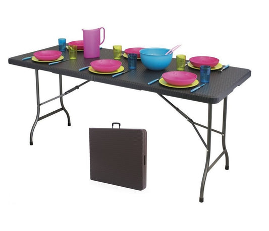 Masa Pliabila Tip Vaiza IDL, Brown DELUXE-Colectie 2019, Dimensiuni: 180 x 75 cm, Constructie masiva din otel, Posibilitatea de pliere rapida a mesei intr-o valiza cu maner