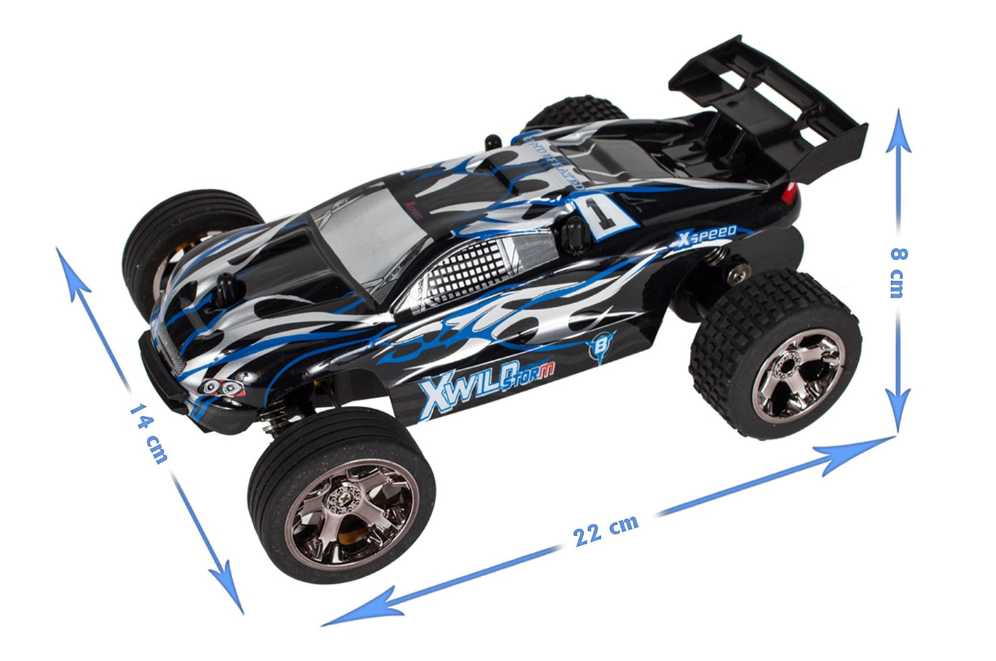 Masinuta cu telecomanda si suspensii OFF-ROAD idealBlue Sport, Dimensiuni 22 x 14 x 8 cm, Scara 1:22, Manevrabilitate ridicata, Dezvolta coordonarea si abilitatile motrice, Maxim 15/h