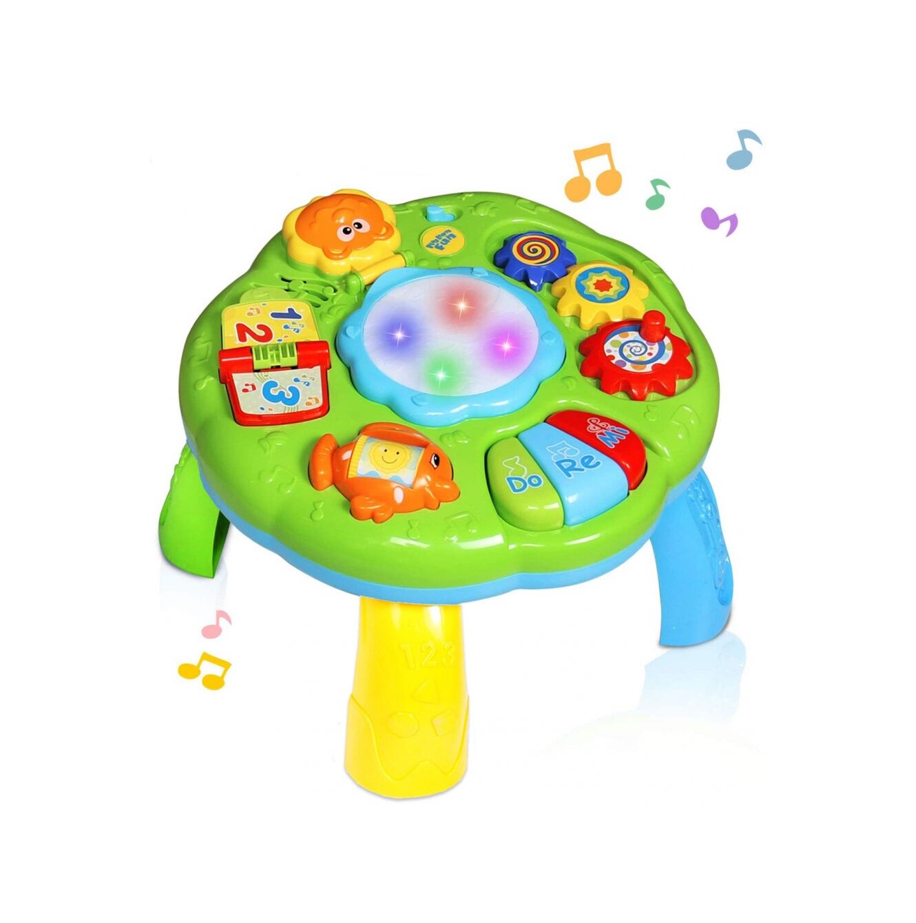 Masuta Interactiva 6 in 1 pentru Bebelusi IdealStore, Include Unelte Rotative care reda Muzica, Taste Muzicale, Accesorizata cu Sunete si Lumini, Stimuleaza Dezvoltarea Vizuala si Motorie