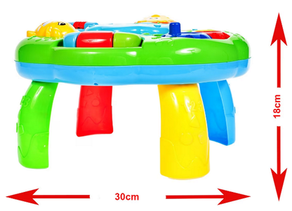 Masuta Interactiva 6 in 1 pentru Bebelusi IdealStore, Include Unelte Rotative care reda Muzica, Taste Muzicale, Accesorizata cu Sunete si Lumini, Stimuleaza Dezvoltarea Vizuala si Motorie