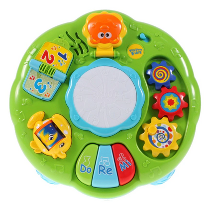 Masuta Interactiva 6 in 1 pentru Bebelusi IdealStore, Include Unelte Rotative care reda Muzica, Taste Muzicale, Accesorizata cu Sunete si Lumini, Stimuleaza Dezvoltarea Vizuala si Motorie