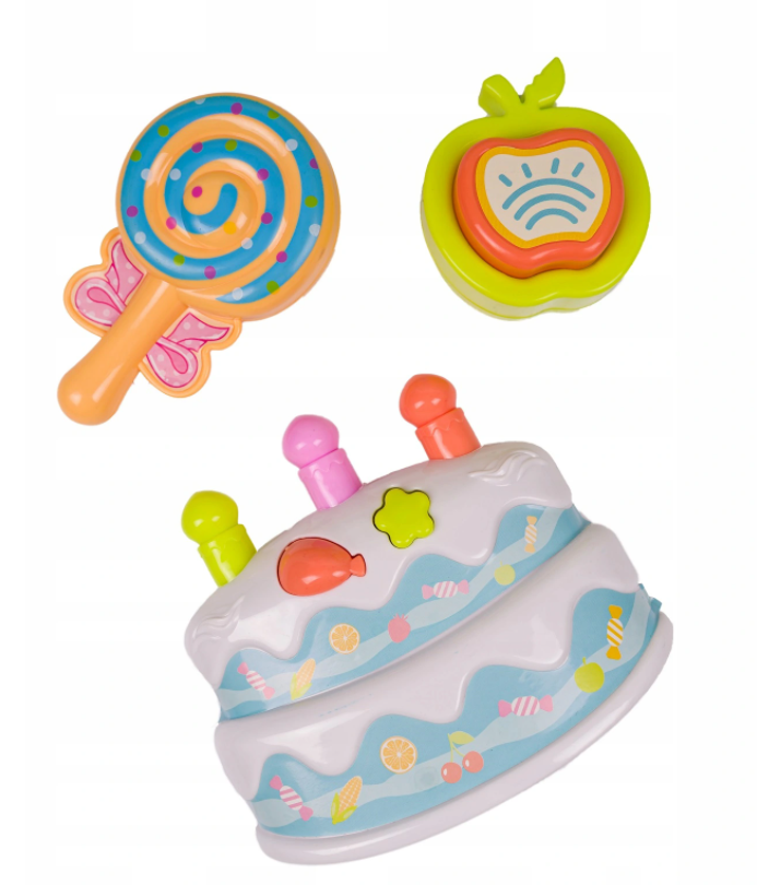 Centru de activitati multicolor interactiv idealSTORE Masuta cu tort, Accesorizata cu diverse jucarii, sunete si lumini